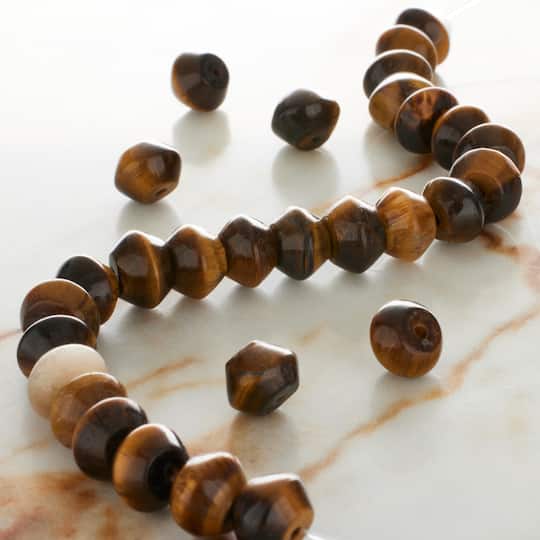 12 Pack: Yellow Tiger's Eye Bicone Beads, 8mm by Bead Landing™